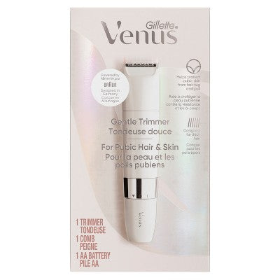 Venus for Pubic Hair &amp; Skin Gentle Trimmer + 1 Attachment Comb 2pk - Imperfect Box