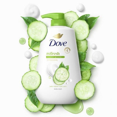 Dove Beauty Refresh Body Wash Pump Cucumber &amp; Green Tea 24hr Lotion-Soft Skin 30.6 fl oz - New by This is Beauty US