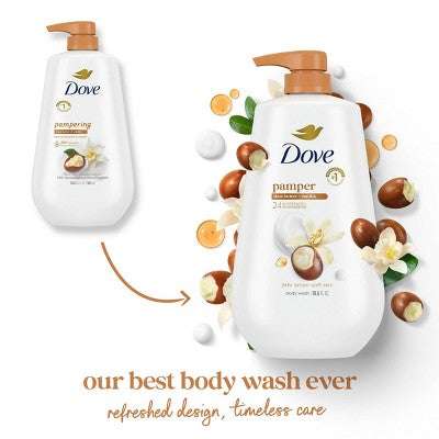 Dove Pamper Body Wash Pump Shea Butter &amp; Vanilla 24hr Lotion-Soft Skin 30.6 fl oz - New by This is Beauty US