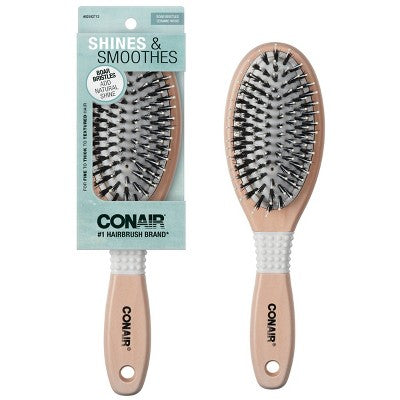 Conair Ceramic Wood Nylon &amp; Boar Bristle Cushion Hair Brush - Imperfect Box