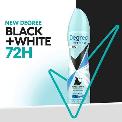 Degree Ultra Clear Black + White Pure Clean Antiperspirant &amp; Deodorant Dry Spray 3.8oz/2ct - New