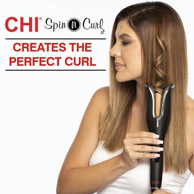 CHI Spin &amp; Curl Ceramic Rotating Curler Onyx Black - Imperfect Box by This is Beauty US