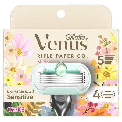 Rifle Paper Co. + Venus Deluxe Smooth Sensitive Razor Blade Refills 4ct - Missing Box by This is Beauty US