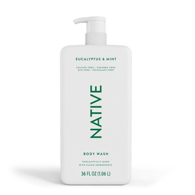 Native Body Wash for Men &amp; Women - Eucalyptus &amp; Mint Sulfate Free with Pump 36 fl oz - Imperfect Container by This is Beauty US