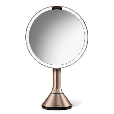 simplehuman 8" LED Light Sensor Makeup Mirror 5x Magnification Rose Gold Steel - Imperfect Box by This is Beauty US