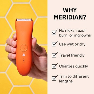 Meridian Trimmer Premium Pubic; Body Hair Trimmer for Men &amp; Women Below-the-Belt Groomer, Ball Trimmer, Bikini Trimmer, Bonus Pouch Blaze - Imperfect Box by This is Beauty US