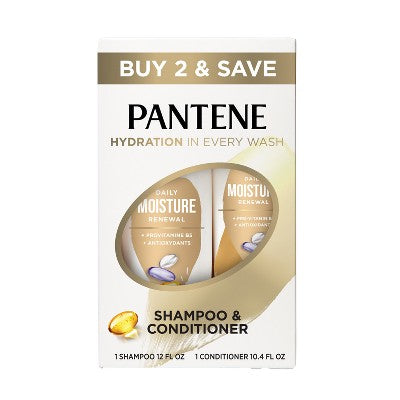Pantene Pro-V Daily Moisture Renewal Shampoo and Conditioner Bundle 22.4 fl oz - Imperfect Box by This is Beauty US