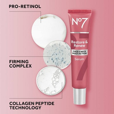 No7 Restore &amp; Renew Multi Action Face &amp; Neck Serum 1.69 fl oz - Imperfect Box