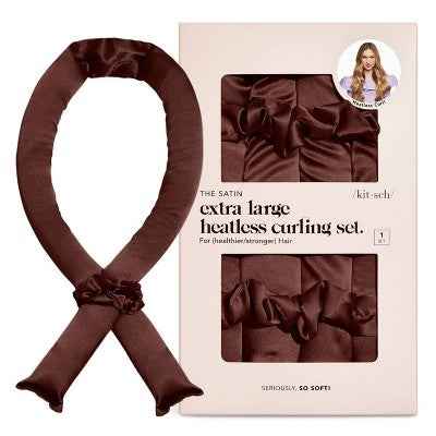 Kitsch XL Satin Heatless Curling Set - Chocolate 3pk - Imperfect Box