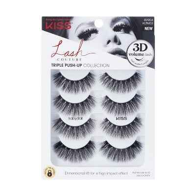 KISS Products Lash Couture 3D Push-Up False Eyelashes Babydoll 4ct - New