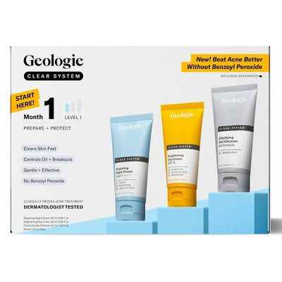Geologie Clear System Month 1 / Level 1 Acne Treatment &amp; Skincare Set 3pc - New