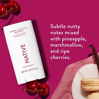Native Solid Deodorant for Women; Men Cherry; Vanilla Macaron Aluminum-Free 2.65oz - Imperfect Container by This is Beauty US