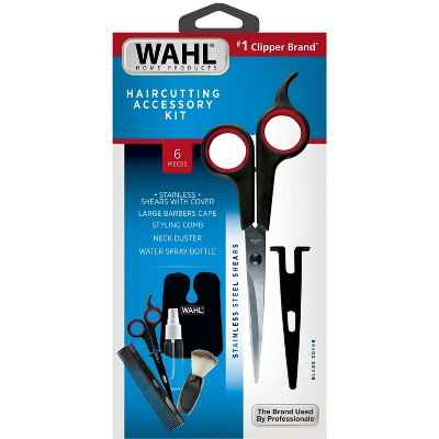 Wahl Haircutting Scissors and Accessory Kit with Shears, Blade Guard, Spray Bottle, Comb, Neck Duster &amp; Cape - New
