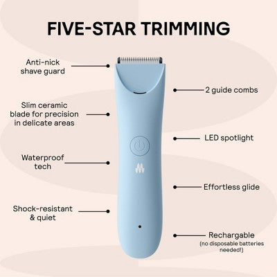 Meridian Slimmer Trimmer, Precision Pubic; Body Hair Trimmer for Women and Men Sky Blue - Imperfect Box by This is Beauty US