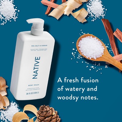Native Body Wash Sea Salt &amp; Cedar with Pump 36 fl oz - Imperfect Container by This is Beauty US