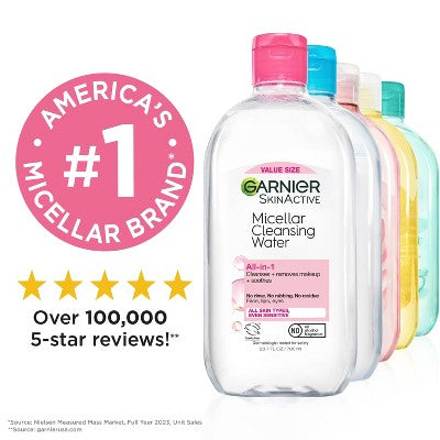 Garnier Micellar Water Hydrating Facial Cleanser &amp; Makeup Remover Basic Cleansing 23.7 fl oz - New