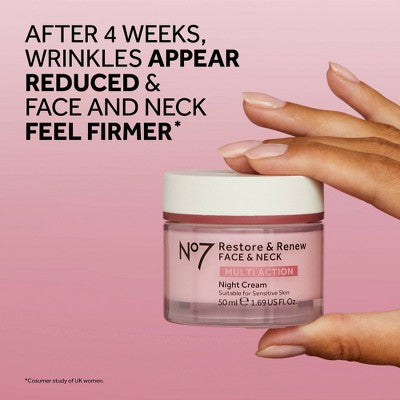 No7 Restore &amp; Renew Multi Action Face &amp; Neck Night Cream 1.69 fl oz - Imperfect Box