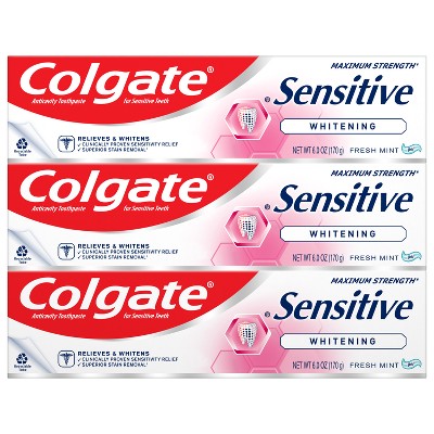 Colgate Sensitive Toothpaste Maximum Strength with Whitening Fresh Mint Gel 6oz/3pk - Imperfect Box by This is Beauty US