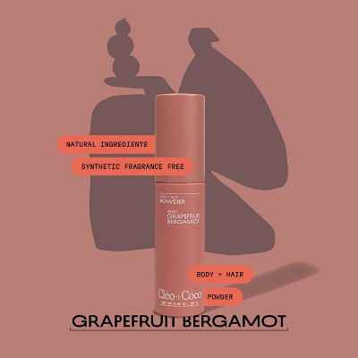 cleo+coco. Body and Hair Antiperspirants and Deodorant Powder Grapefruit Bergamot 0.88oz - New