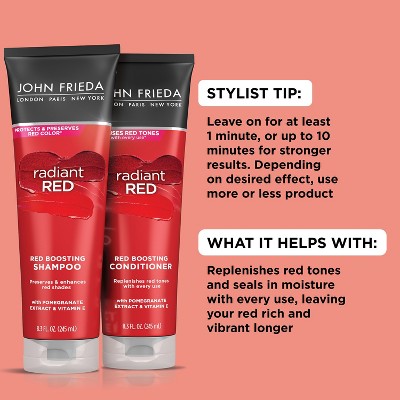 John Frieda Radiant Red Red Boosting Shampoo for Red Hair, Hair Color Protectant for Shades Red 8.3 fl oz - Imperfect Container by This is Beauty US