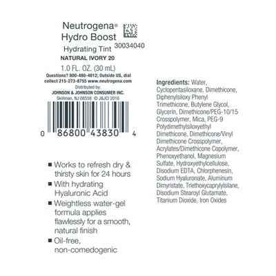 Neutrogena Hydro Boost Hydrating Tint Liquid Foundation 20 Ivory - Imperfect Container