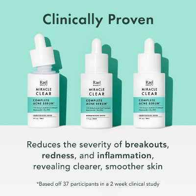 Rael Miracle Clear Complete Acne Treatment Face Serum 1oz - New