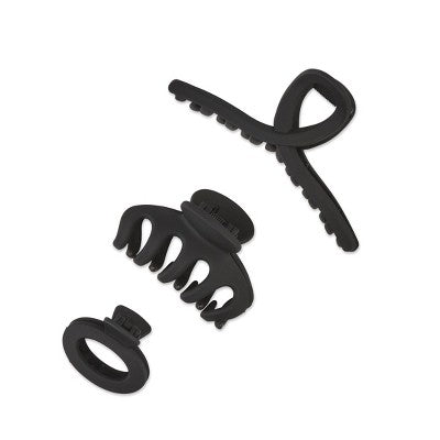 scunci Assorted Styles Claw Clips Matte Black All Hair 3pcs - Imperfect Box by This is Beauty US
