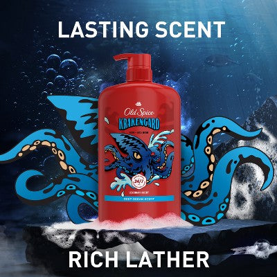 Old Spice Krakenguard Body+Face Wash Deep Ocean Scent 33.4 fl - New by This is Beauty US
