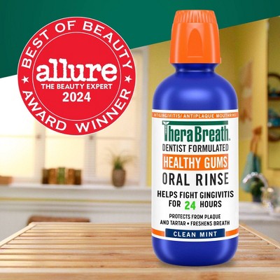 TheraBreath Healthy Gums Mouthwash Clean Mint 33.8 fl oz - Imperfect Container by This is Beauty US