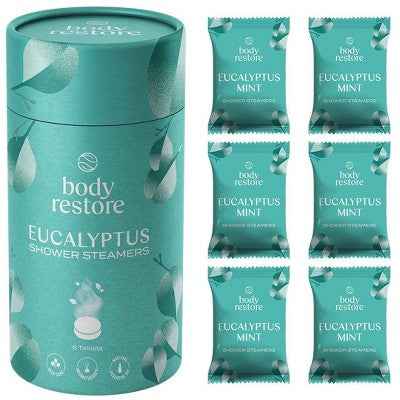 Body Restore Shower Steamers with 100% Natural Essential Oil Eucalyptus &amp; Mint 6ct - New