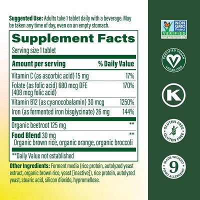 MegaFood Blood Builder Vegan Iron Supplement 60ct - New by This is Beauty US
