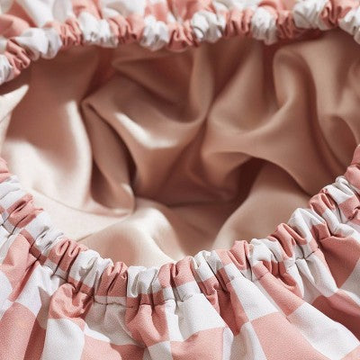Kitsch Satin Lined Flexi Shower Cap Terracotta Checker - Imperfect Box by This is Beauty US