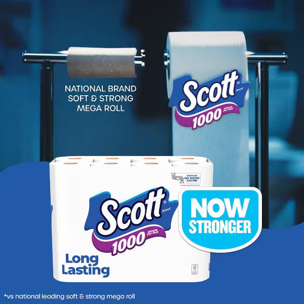 Scott 1000 Septic-Safe 1-Ply Toilet Paper - 4 Rolls: 1000 Sheets Per Roll  DestGlow