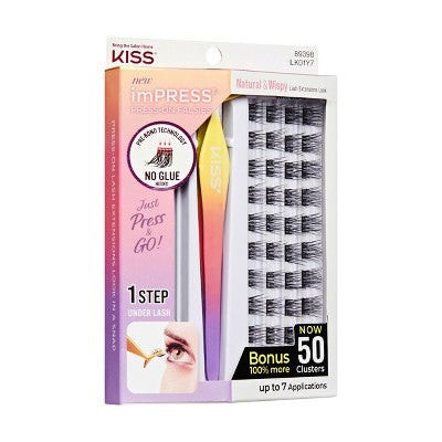 KISS Products imPRESS Press-On Self Adhesive Eyelashes Natural &amp; Wispy 50ct - New