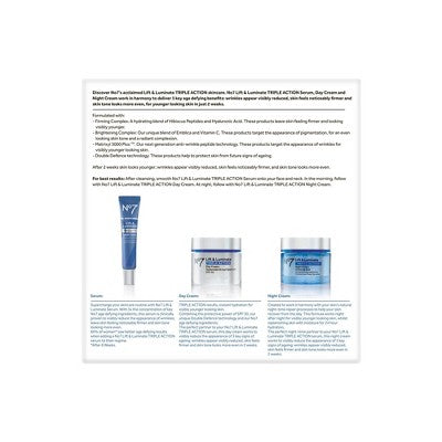 No7 Lift &amp; Luminate Triple Action 3-Piece Skincare System 3ct - Imperfect Box
