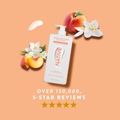 Native Moisturizing Shea Butter 24hr Hydration Body Wash Peach &amp; Orange Blossom 18 fl oz - Imperfect Container
