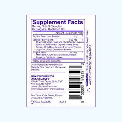 Love Wellness Sparkle Fiber Vegan Dietary Supplements 90ct - New