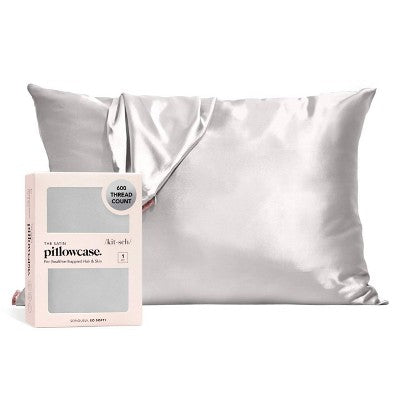 Kitsch Queen Size Satin Standard Pillowcase Thread Count Silver - Imperfect Box by This is Beauty US