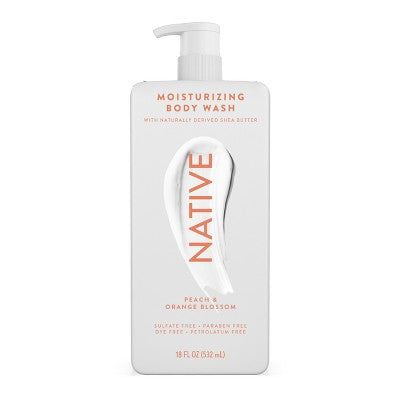Native Moisturizing Shea Butter 24hr Hydration Body Wash Peach &amp; Orange Blossom 18 fl oz - Imperfect Container