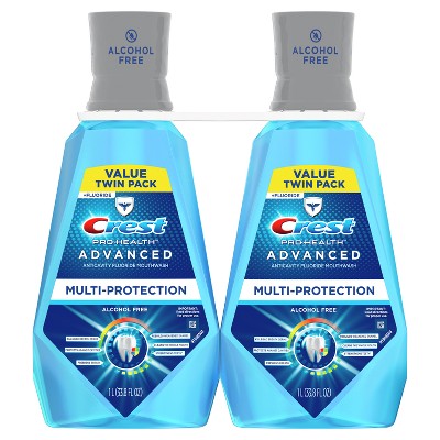 Crest Pro-Health Advanced Multi-Protection Alcohol Free Mouth Wash - Fresh Mint 1L/2pk - New by This is Beauty US
