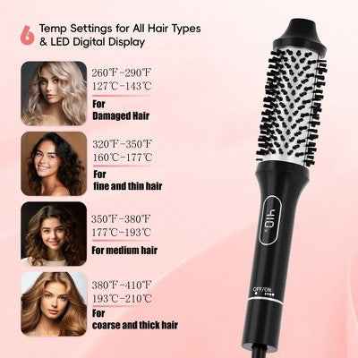 NICEBAY Heated Thermal Brush, Electric Curling Brush &amp; Round Brush Styler with Anti-Scald Nylon Bristles - Imperfect Box