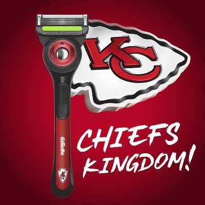Gillette Labs Mens Special NFL Chiefs Edition Shaving Razor with 4 Refills and Magnetic Stand - New