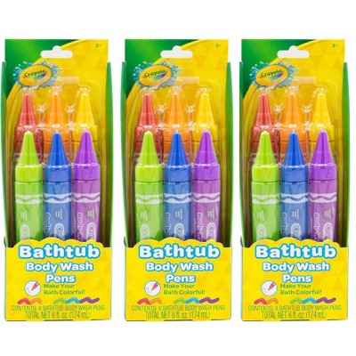 Crayola Body Wash Bath Pens Unscented 3pk/6 fl oz - New