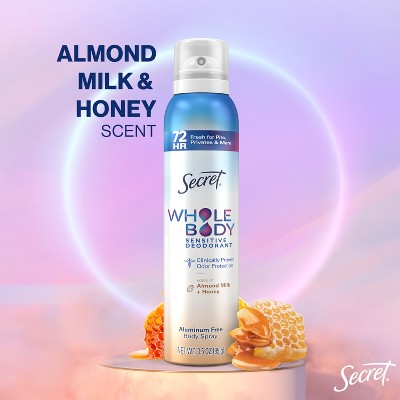 Secret Whole Body Deodorant Spray Almond Honey 3.5oz - New by This is Beauty US