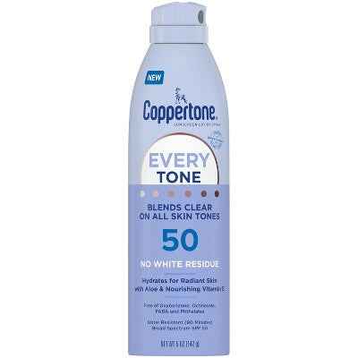 Coppertone Every Tone Sunscreen Spray SPF 50 5oz - New