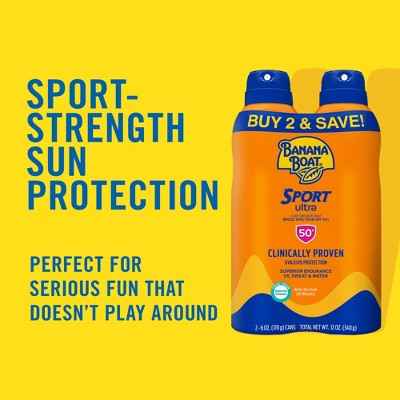 Banana Boat Ultra Sport Clear Spray Broad Spectrum Sunscreen SPF 50 6oz/2pk - New