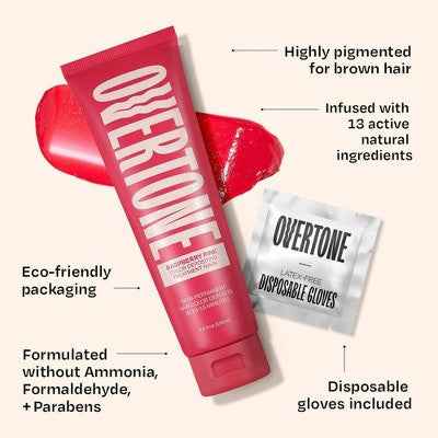 Overtone Raspberry Pink Hair Mask Semi-Permanent Hair Dye &amp; Color Conditioner - New