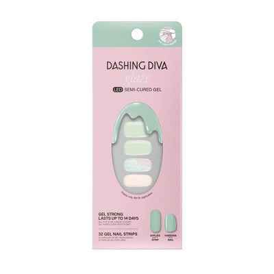 Dashing Diva Glaze Semi-Cured Gel Nail Polish Strips Emerald Marble 32ct - New