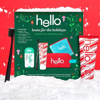hello Holiday Home for the Holidays Toothpaste and Deodorant Travel Toiletry Bag Kit 5pc - New by This is Beauty US