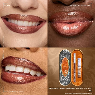 NYX Professional Makeup Bridgerton Royal Treasures Lip Kit 06 Caramel Courtship &amp; Toffee Temptation 2pc - Imperfect Box